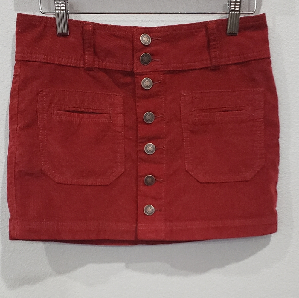 We The Free Corduroy Buttoned Down Mini Skirt, w/Front Pockets, Size 24